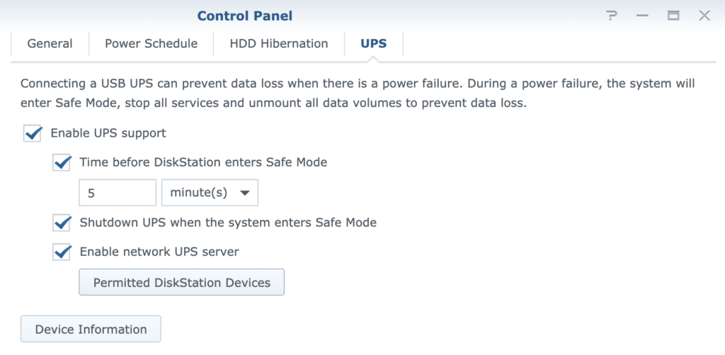 synology ups server